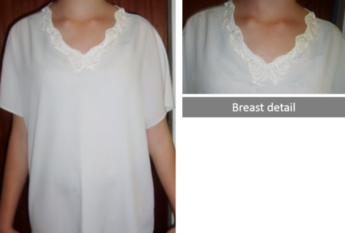 WHITE TOP WITH LACE DETAIL AROUND NECK. SIZE 18.  AS NEW
