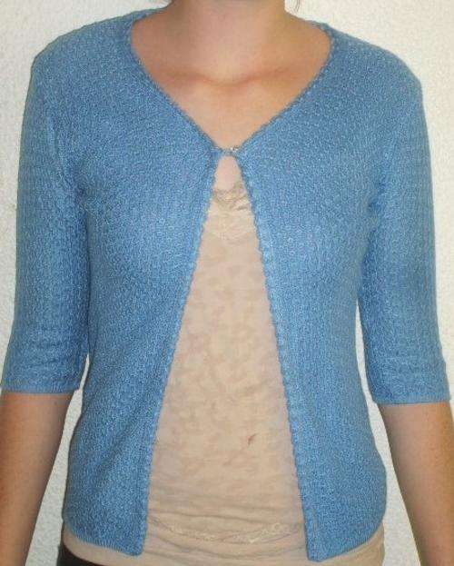 BLUE CARDIGAN KNIT.  SIZE S. AS NEW