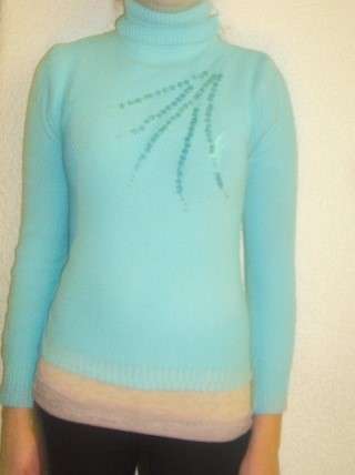 BLUE POLO NECK KNIT. SIZE S. AS NEW