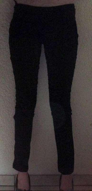 RIBBED ELASTICATED BLACK PANTS, STRETCH, SIZE SMALL. AS NEW