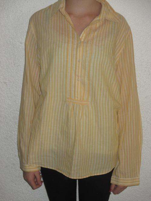 YELLOW STRIPED TOP. SIZE 16. WOOLWORTHS. AS NEW