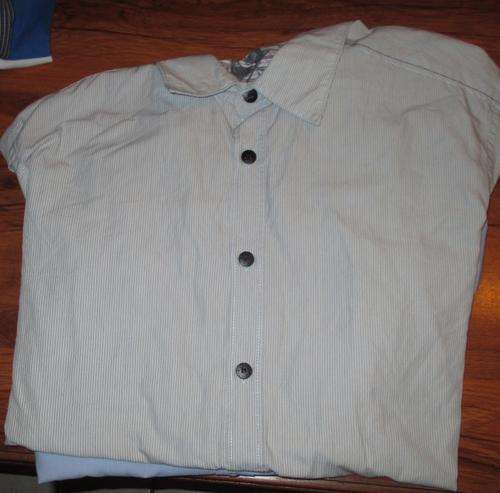 LIGHT BLUE LINED SHIRT. LONG SLEEVE. ESPIRIT. SIZE XXLARGE. AS NEW