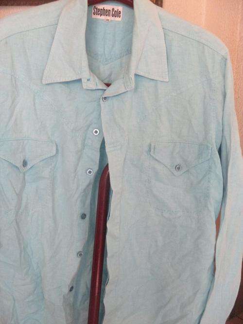 BLUE STEPHEN COLE LONG SLEEVE SHIRT. SIZE MEDIUM. AS NEW