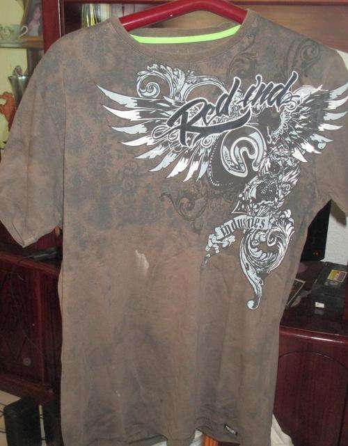 BROWN PRINTED T. REDS. SIZE XL. AS NEW