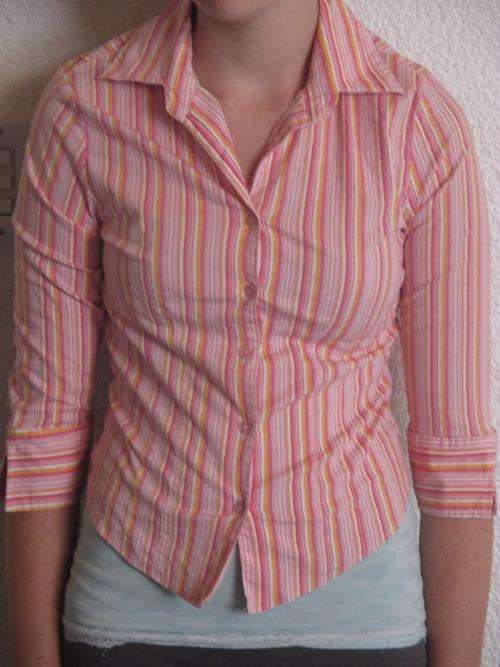 CANDY STRIPED SHIRT. SIZE 34. (SMALL SIZE)  CONDITION VERY GOOD