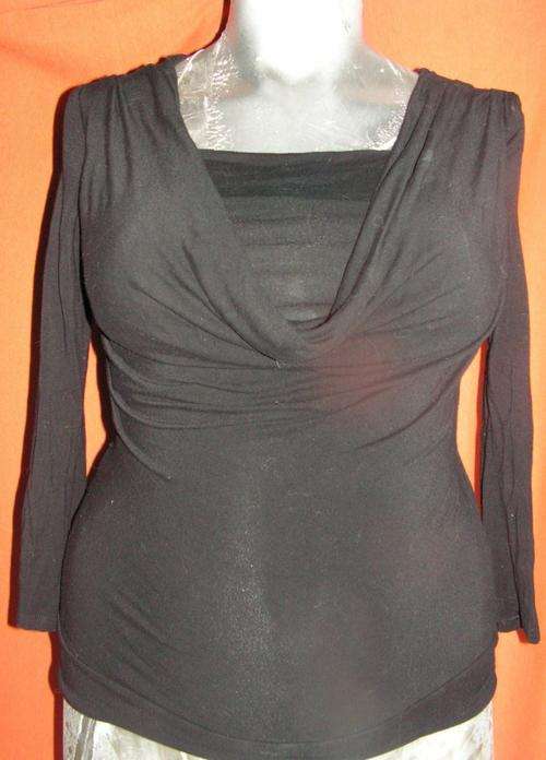 BLACK LAYERED 3/4 SLEEVE TOP. SIZE EXTRA LARGE.. CONDITION: AS NEW