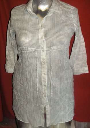 BLEU & WHITE SHEER STRIPED SHIRT. SIZE 14. CONDITION: AS NEW