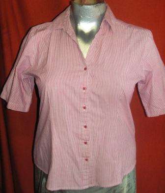 PINK LONG SLEEVE CANDY STRIPED SHIRT. SIZE 16. CONDITION: AS NEW
