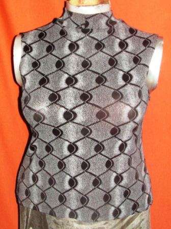 BLACK & SILVER HIGH NECK TOP. SIZE LARGE.. CONDITION: VERY GOOD