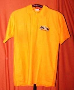 ORANGE BRANDED GOLF T. PLAY ENERGY DRINK. SIZE LARGE. CONDITION: AS NEW