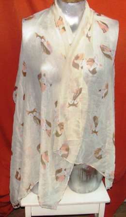CUTE SHEER SCARF. QUITE WIDE, CAN BE USED AS SARONG. WOLF DETAIL. CONDITION: AS NEW