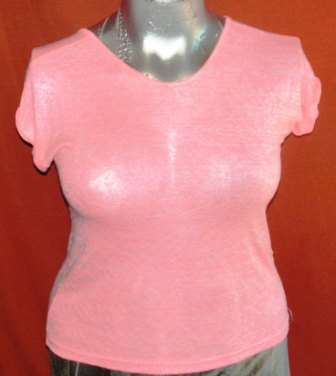 PINK T TOP WITH ZIP AT BACK. SIZE MEDIUM. CONDITION: AS NEW