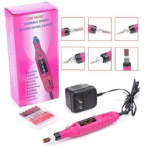 Rotary Variable Speed Detail Carver Pen Shape Nail Art Drill -PINK