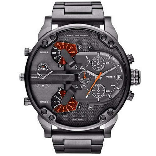 Hot Men's Luxury Stainless-Steel Quartz Fashion Watch Sport Analog Wristwatche 2×Silver +1 charcoal