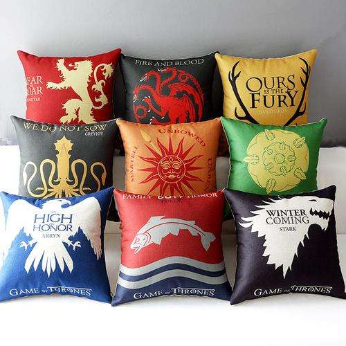 GAME OF THRONES THEME CUSHION COVERS THROW PILLOWS -  TV SERIES - SET OF NINE