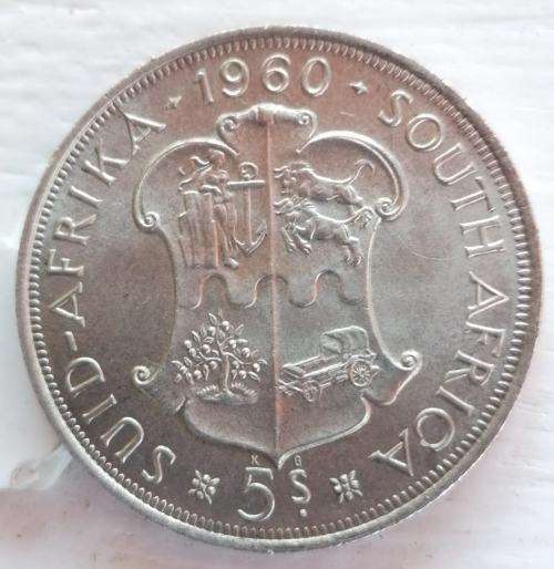 1960 5 Shillings  UNC Looks proof ONLY 396,000 MINTED Union of South Africa