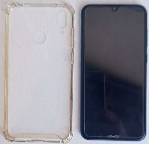 Huawei Y7 2019 (32GB, Dual Sim, Blue, Special Import) with Screen Protector and Shockproof Gel Case