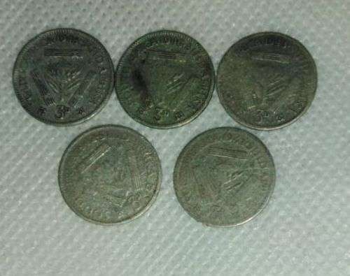 3d lot 1948, 46, 43, 42, 41 80% silver Union of South Africa