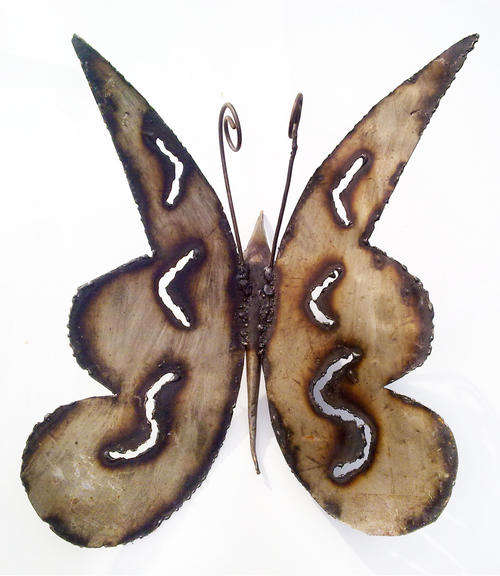 Metal Garden Ornament.  Butterfly Pierced Wings.