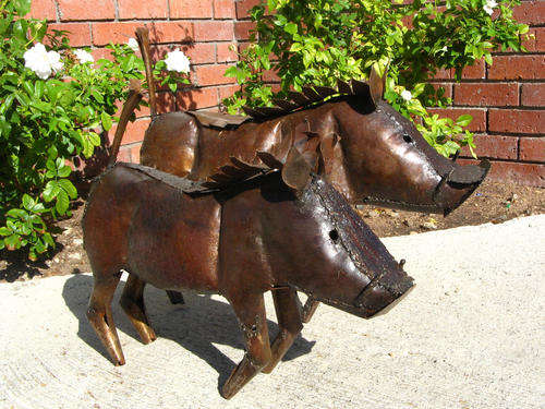 Metal Garden Ornament. Warthog. Small.