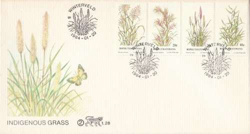 BOP 1984-01-20 Indigenous Grasses (Series 2) FDC 1.28 (80 000) [SACC R7]