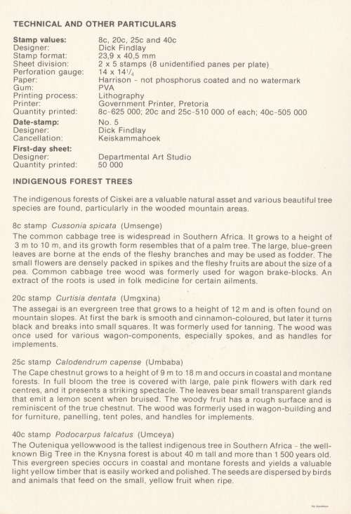 CIS 1983-02-02 Indigenous Trees Collectors Sheet 1.5.5 (50 000) [SACC R7]