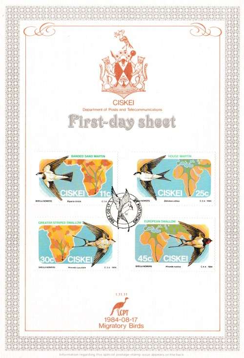 CIS 1984-08-17 Migratory Birds Collectors Sheet 1.11.11 (45 000) [SACC R7]