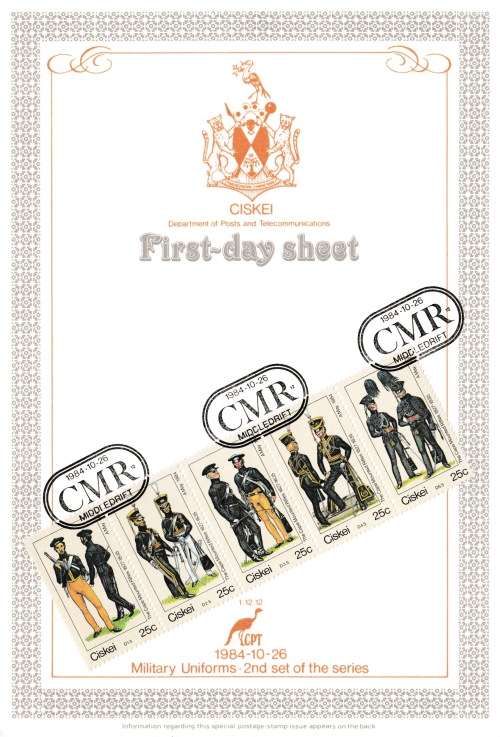 CIS 1984-10-26 British Military Uniforms (2nd Series) Collectors Sheet 1.12.12 (45 000) [SACC R8]