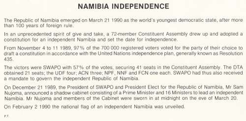NAM 1990-03-21 Independence Issue FDC 1.0 (65 000) [SACC R10]