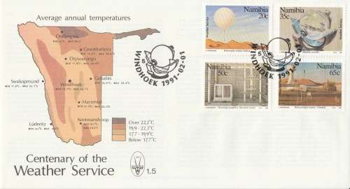 NAM 1991-02-01 Centenary of Weather Service FDC 1.5 (58 000) [SACC R8]