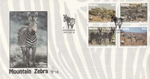 NAM 1991-04-18 Endangered Species. Mountain Zebra FDC 1.6 (58 000) [SACC R20]