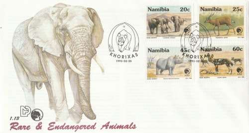 NAM 1993-02-25 Rare and Endangered Animals FDC 1.13 (37 000) [SACC R10]