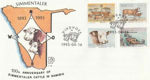 NAM 1993-04-16 Simmentaler Cattle FDC 1.14 (35 000) [SACC R7]