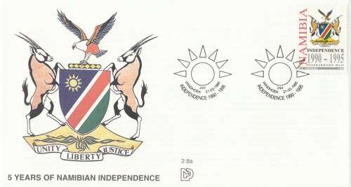 NAM 1995-03-21 Standardised Mail. 5th Anniversary of Independence FDC 2.8a (30 000) [SACC R10]
