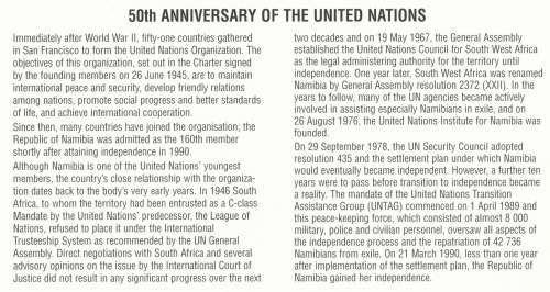 NAM 1995-10-24 50 Years United Nations FDC 2.12 (30 000) [SACC R7]