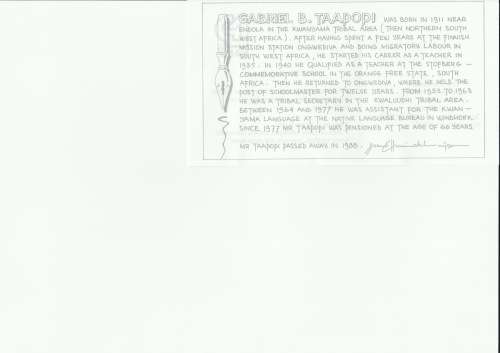 NAM 1998-01-15 Gabriel B. Taapopi 1911-1985 FDC 3.1 (10 000) [SACC R30]