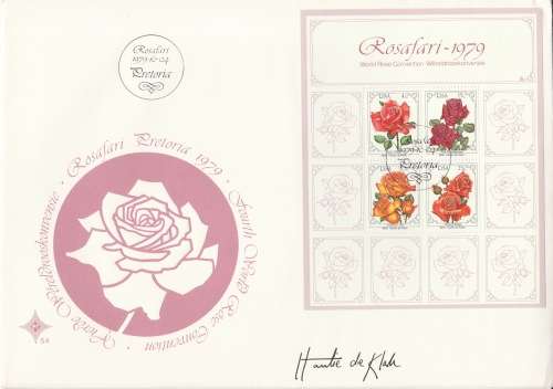RSA 1979-10-04 SIGNED Min Sheet Collectors Set -4th World Rose Convention FDC S4 (100 000) [SACC R6]