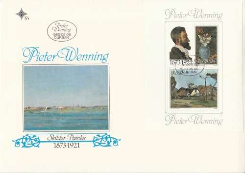 RSA 1980-05-06 Min Sheet - Tribute to Pieter Wenning FDC S5 (100 000) [SACC R2]