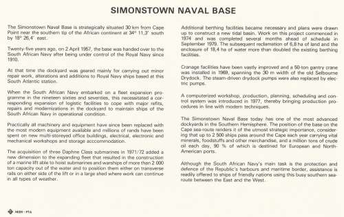 RSA 1982-04-02 Min Sheet - Anniversary of Simons Town SA Navy Base FDC S9 [SACC R7]
