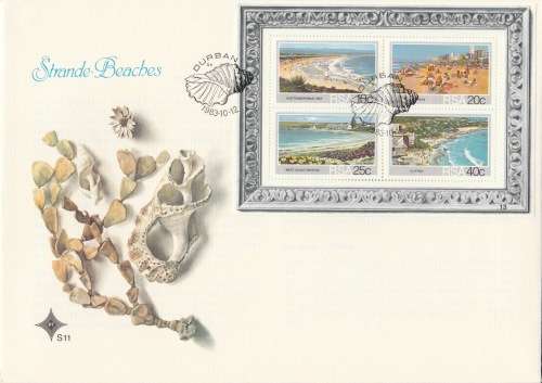 RSA 1983-10-12 Min Sheet - Tourism SA Beaches FDC S11 [SACC R4]