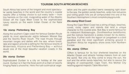 RSA 1983-10-12 Min Sheet - Tourism SA Beaches FDC S11 [SACC R4]