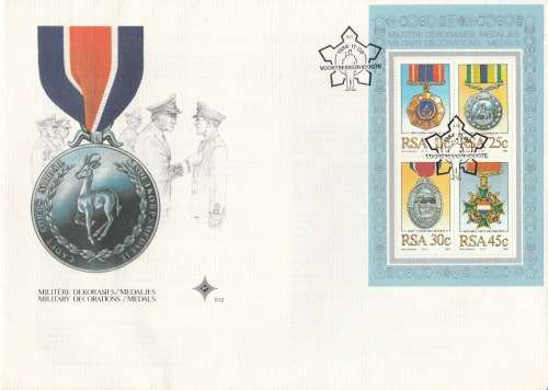 RSA 1984-11-09 Min Sheet - Military Decorations FDC S12 (90 000) [SACC R7]
