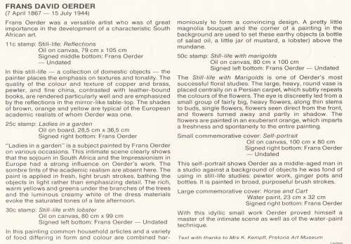 RSA 1985-02-22 Min Sheet - Paintings by Frans David Oerder FDC S13 [SACC R7]