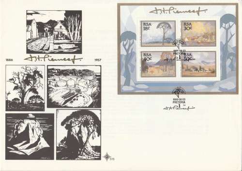 RSA 1989-08-03 Min Sheet - Paintings by Jacob Hendrik Pierneef FDC S15 [SACC R20]