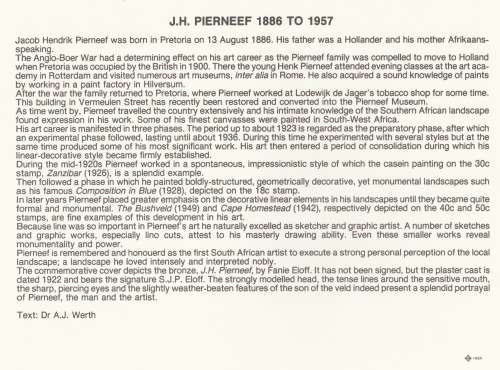 RSA 1989-08-03 Min Sheet - Paintings by Jacob Hendrik Pierneef FDC S15 [SACC R20]