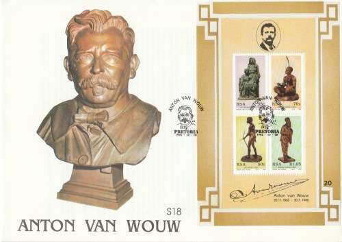 RSA 1992-10-08 Min Sheet - 130th Birth Anniversary of Anton van Wouw FDC S18 [SACC R20]