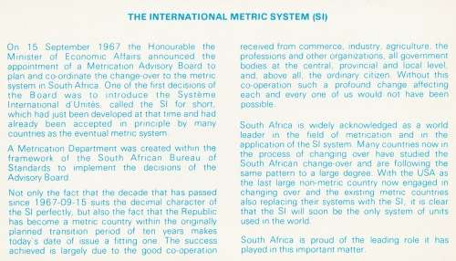 RSA 1977-09-15 Metrication FDC 3.3 (115 000) [SACC R2]