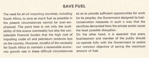RSA 1979-04-02 Special Issue: Save Fuel-Bespaar Brandstof FDC 3.13 Special A (130 000) [SACC R1]