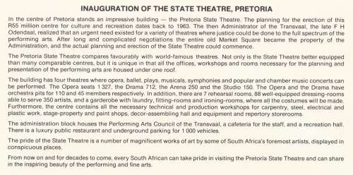 RSA 1981-05-23 State Theatre, Pretoria FDC 3.28 (185 000) [SACC R3]
