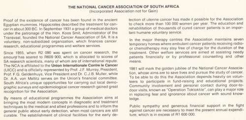 RSA 1981-07-10 50th Anniversary of National Cancer Association of SA FDC 3.31 (140 141) [SACC R1]